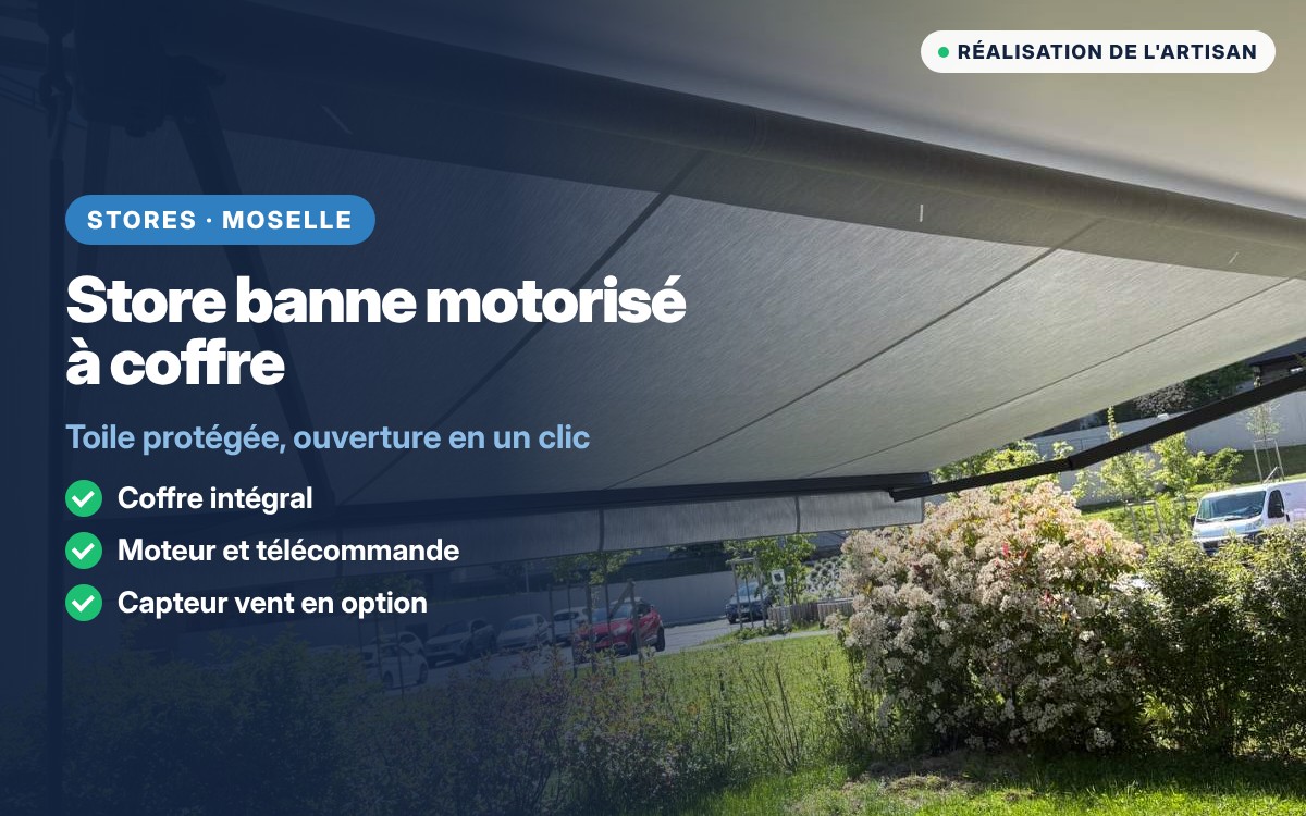 Store banne motorisé avec coffre à Diffembach-lès-Hellimer