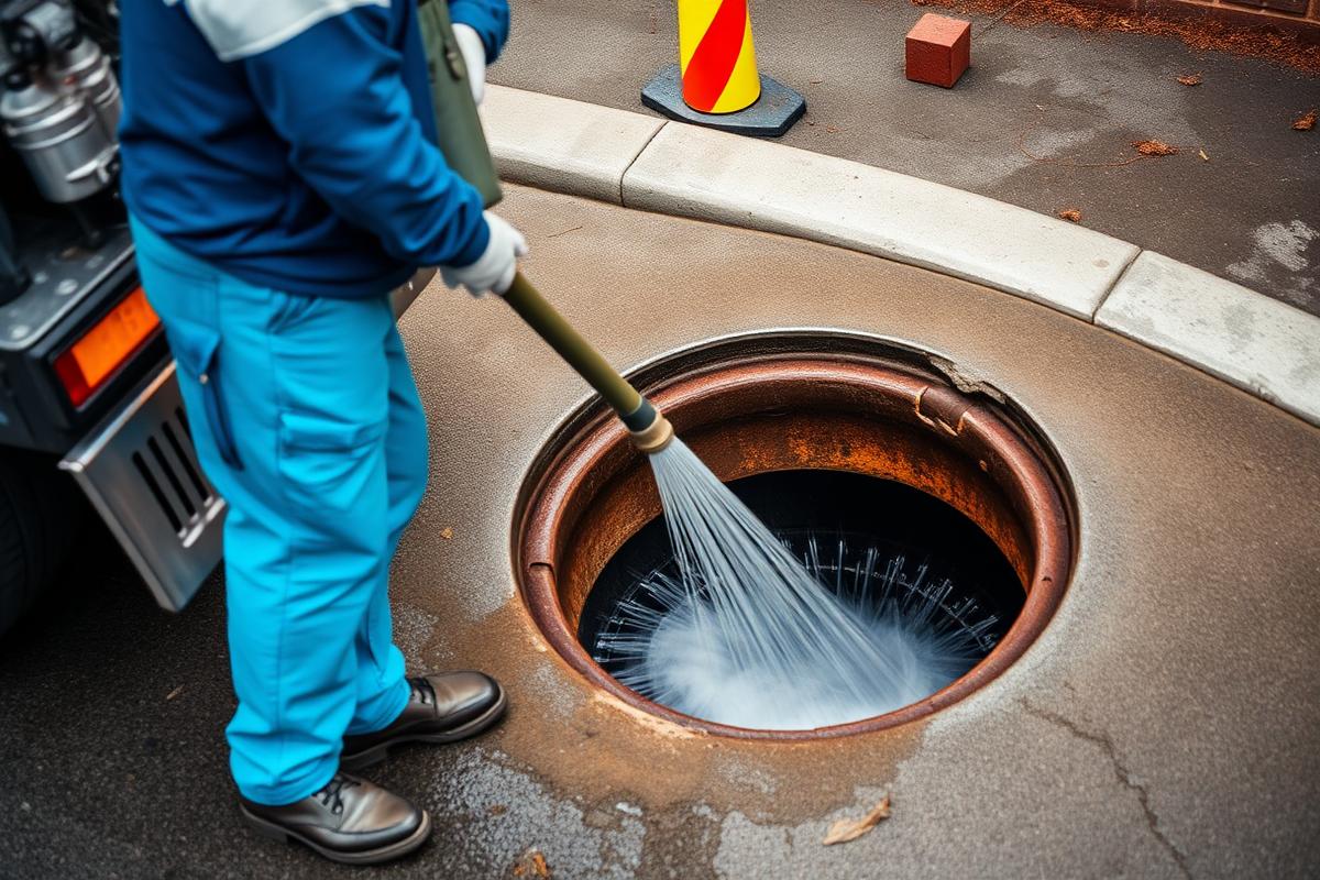 une entreprise d'hydrocurage en intervention à Grigny (91350)