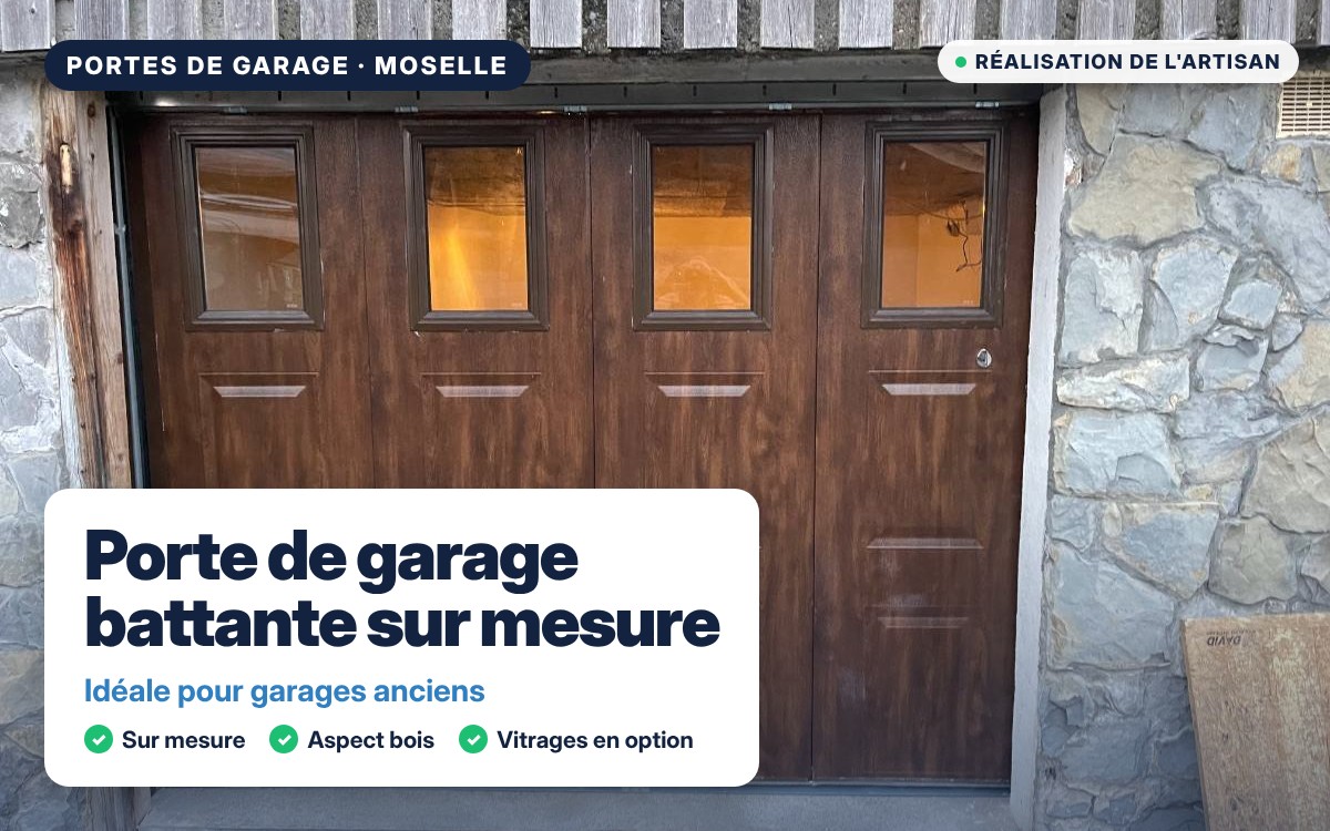 Porte de garage battante ou pliante aspect bois à Diffembach-lès-Hellimer