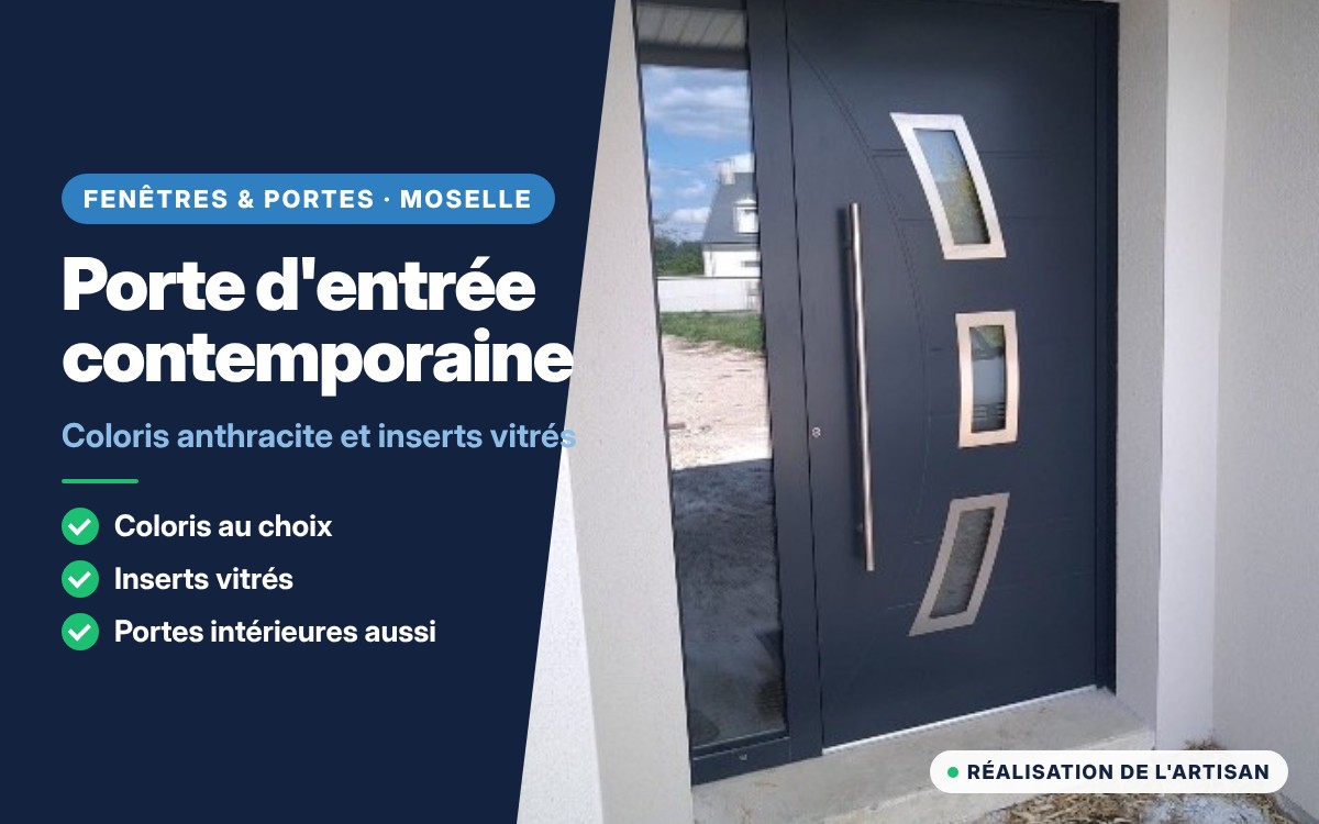 Porte d'entrée contemporaine anthracite à Diffembach-lès-Hellimer